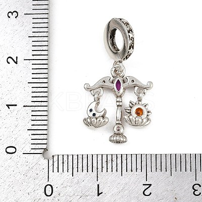 Brass Colorful Rhinestone European Dangle Charms LS-KK-P324-07P-1