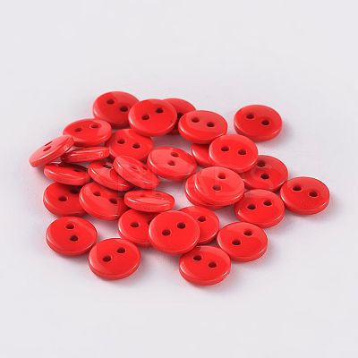 2-Hole Flat Round Resin Sewing Buttons for Costume Design BUTT-E119-20L-10-1