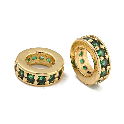Rack Plating Brass Micro Pave Clear Cubic Zirconia Beads KK-U030-32G-07-1