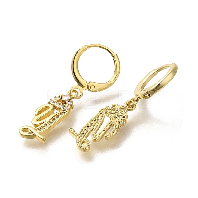 Brass Clear Cubic Zirconia Hoop Earrings EJEW-M045-01Y-1