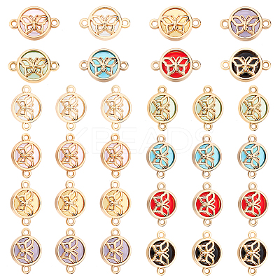 32Pcs 8 Colors Glass Connector Charms GLAA-AR0001-31-1