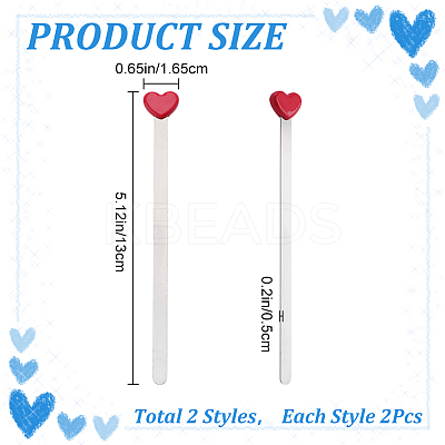4Pcs 2 Colors 201 Stainless Steel Bookmarks AJEW-CP0005-79-1