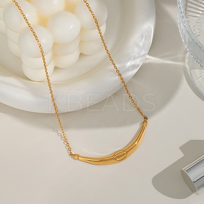 304 Stainless Steel Cattle Horn Pendant Necklaces NJEW-C101-02G-1