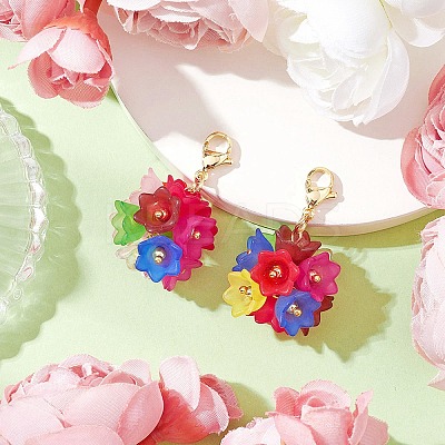 Hydrangea Flower Acrylic Pendant Decoration HJEW-TA00294-1