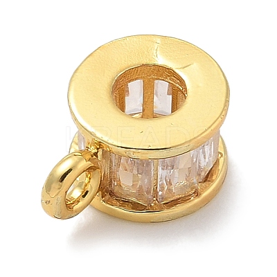 Rack Plating Brass Micro Pave Clear Cubic Zirconia Tube Bails KK-L224-025G-1