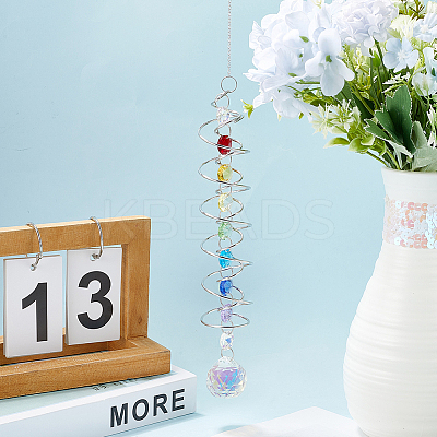 Glass Round Suncatchers Hanging Ornaments HJEW-WH20012-01-1