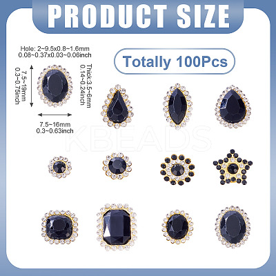 100Pcs Teardrop/Heart/Star Sew on Rhinestones FIND-TA0006-69A-1