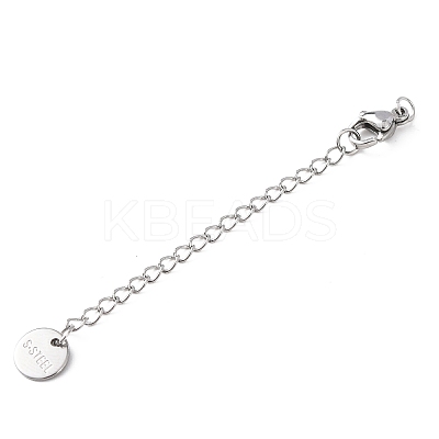 304 Stainless Steel Chain Extender with Flat Round Charms STAS-G383-04P-1