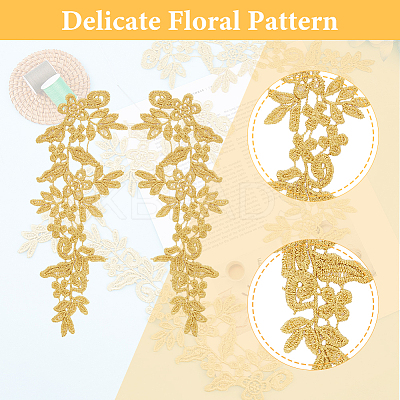 Flower Polyester Embroidery Lace Ornament Accessories PATC-WH0005-53A-1