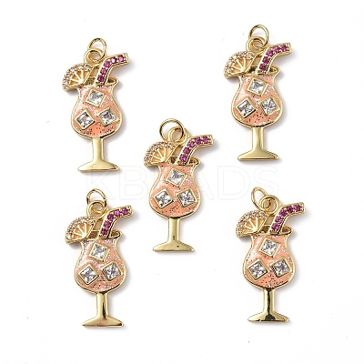 Brass Micro Pave Cubic Zirconia Pendants KK-E068-VF291-1