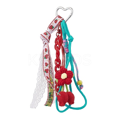 Handmade Woven Woolen Yarn Cherry Pendant Decorations HJEW-JM04267-1