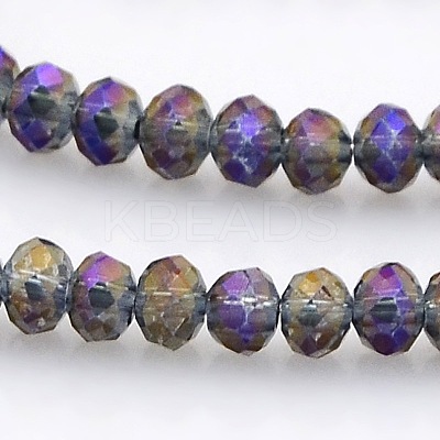 Full Rainbow Plated Faceted Rondelle  Glass Beads Strands GLAA-A024B-FR04-1