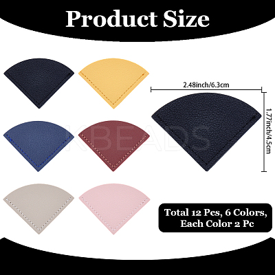 12Pcs 6 Colors PU Leather Fan Bookmarks AJEW-CL0002-09-1