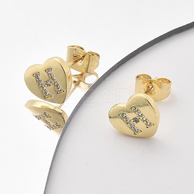 Rack Plating Brass Micro Pave Clear Cubic Zirconia Stud Earrings EJEW-K299-01G-H-1