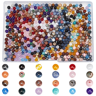 600Pcs 24 Styles Natural & Synthetic Mixed Gemstone Beads G-PA0001-92-1