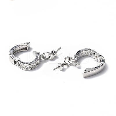 Brass Micro Pave Clear Cubic Zirconia Twister Clasps KK-P223-39P-1