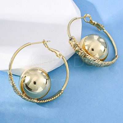 Round Brass Hoop Earrings EJEW-R025-05G-1