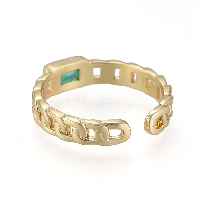 Brass Micro Pave Cubic Zirconia Cuff Rings RJEW-K232-14G-01-1