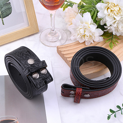 2Pcs 2 Colors Cowboy Theme Cowhide Floral Embossed Corset Belts AJEW-CL0002-12A-1