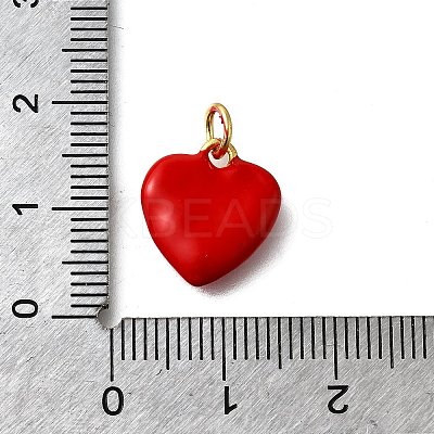 Brass Red Enamel Charms KK-Z102-23G-01-1