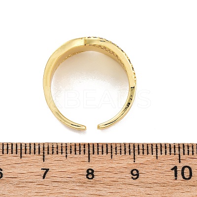 Brass Micro Pave Clear Cubic Zirconia Cuff Rings for Women RJEW-U043-12G-1