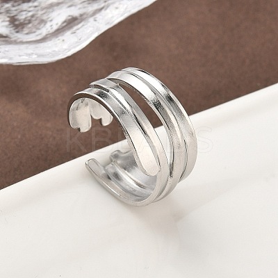 304 Stainless Steel Cuff Rings for Women RJEW-A079-08C-P-1