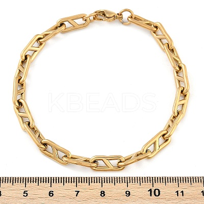 304 Stainless Steel Oval Link Chain Bracelets for Women Men BJEW-F488-49A-G-1