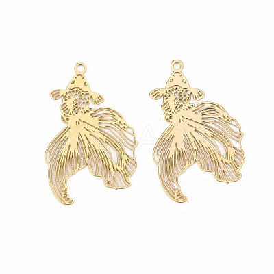 Rack Plating 201 Stainless Steel Filigree Pendants X-STAS-T057-35G-1