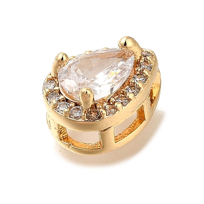 Brass Micro Pave Clear Cubic Zirconia Pendants KK-M301-05G-1