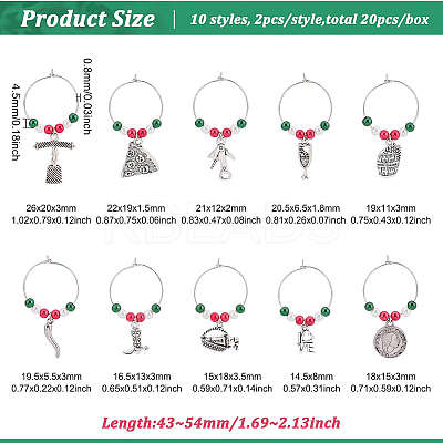 20Pcs 10 Styles Brass Hoop Earrings with Glass Pearl for Women AJEW-BC0003-16-1