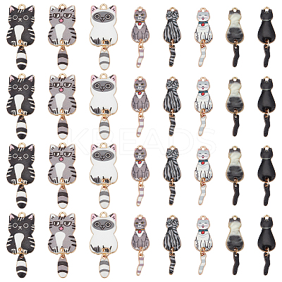 32Pcs 8 Styles Alloy Enamel Pendants FIND-WR0012-14-1