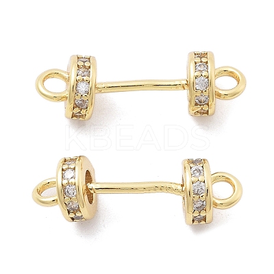 Brass Micro Pave Clear Cubic Zirconia Connector Charms KK-B134-43G-1