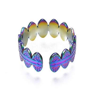 304 Stainless Steel Oval Wrapped Cuff Ring RJEW-N038-070-1