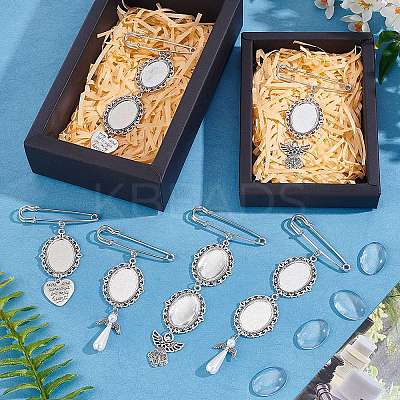 DIY Blank Oval Tibetan Charms Brooches Making Kit JEWB-AR00001-1