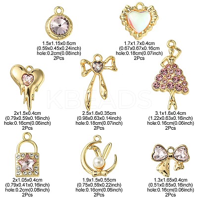 18Pcs 8 Styles Alloy Glass & Resin Pendants DIY-FS0005-36-1