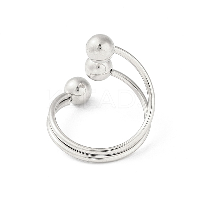 Non-Tarnish 304 Stainless Steel Round Open Cuff Rings RJEW-S418-05P-1
