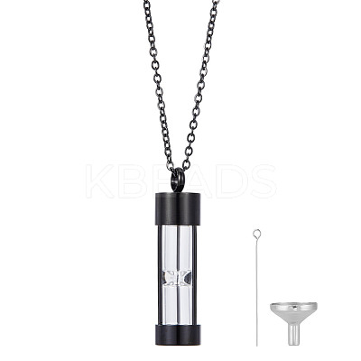 1Pc Column Glass Urn Ashes Necklaces NJEW-DR0001-05EB-1
