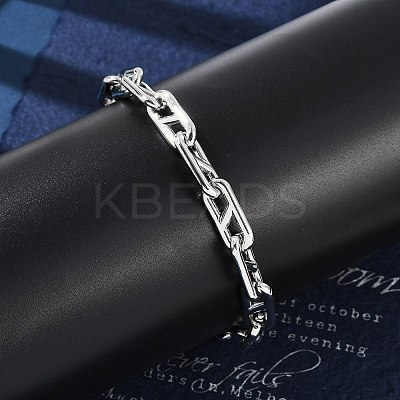 304 Stainless Steel Oval Link Chain Bracelets for Women Men BJEW-F488-49B-P-1