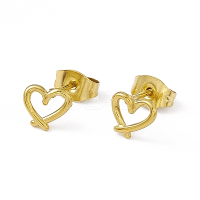 PVD Vacuum Plating 304 Stainless Steel Hollow Out Heart Stud Earrings for Women EJEW-P212-12G-1