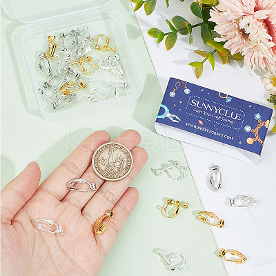 36Pcs 6 Styles Brass Clip-on Earring Converters Findings KK-SC0004-71-1