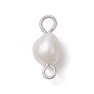 Natural Freshwater Pearl Potato Connector Charms PALLOY-JF03201-02-1