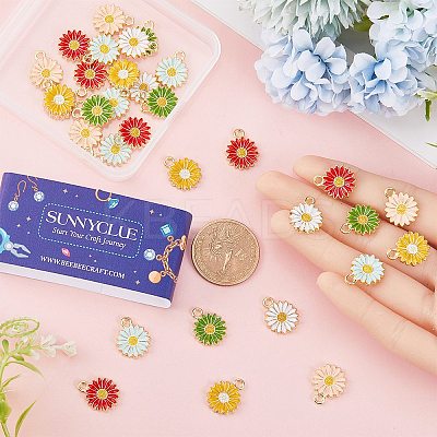 48Pcs 6 Colors Alloy Enamel Charms FIND-SC0007-09-1
