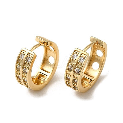 Brass Micro Pave Cubic Zirconia Hoop Earring EJEW-L271-20KCG-01-1