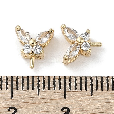 Brass Micro Pave Clear Cubic Zirconia Pendants Bail KK-G491-07G-1