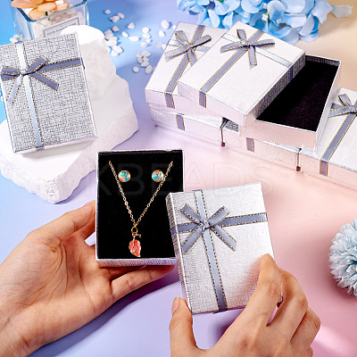 Rectangle Paper Jewelry Set Storage Boxes with Bowknot LS-CON-TAC0014-04G-1