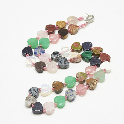 Natural/Synthetic Gemstone Beaded Necklaces NJEW-S403-22-1