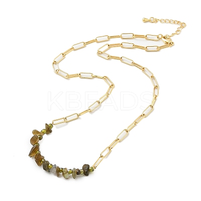 Natural Larvikite Chip Beaded Necklaces NJEW-C070-04G-02-1
