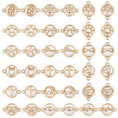 36pcs 18 styles Glass Connector Charms GLAA-PH0002-85-1