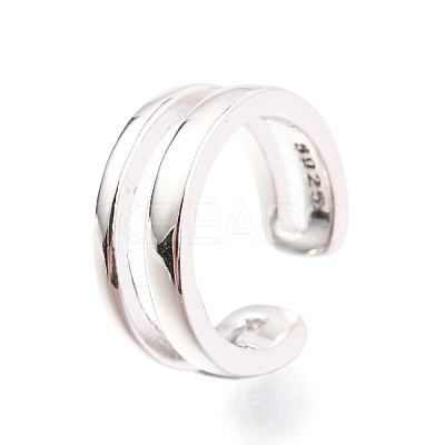 Anti-Tarnish Rhodium Plated 925 Sterling Silver Cuff Earrings EJEW-H124-07P-1