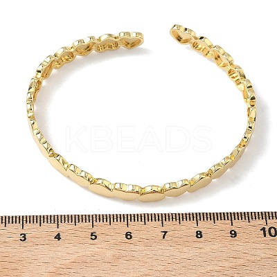 Heart Brass Cuff Bangles for Women BJEW-C144-01B-G-1